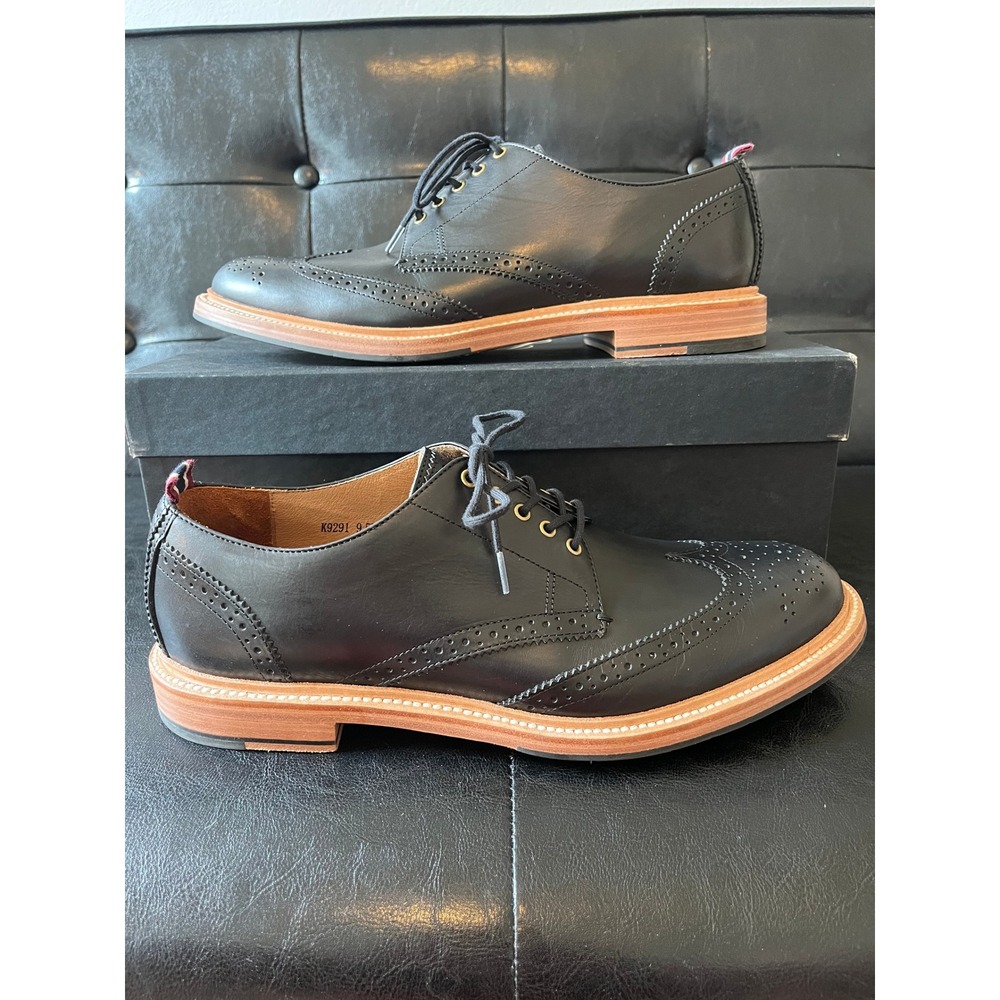 J.Crew Italian Leather Black Longwing Brogue Oxfords‎